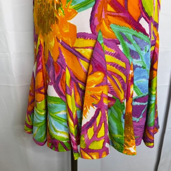 Lauren Ralph Lauren Petite Tropical Floral V-Neck Flounce Hem Dress 12P - Picture 5 of 9